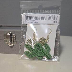 Green Cactus Earrings